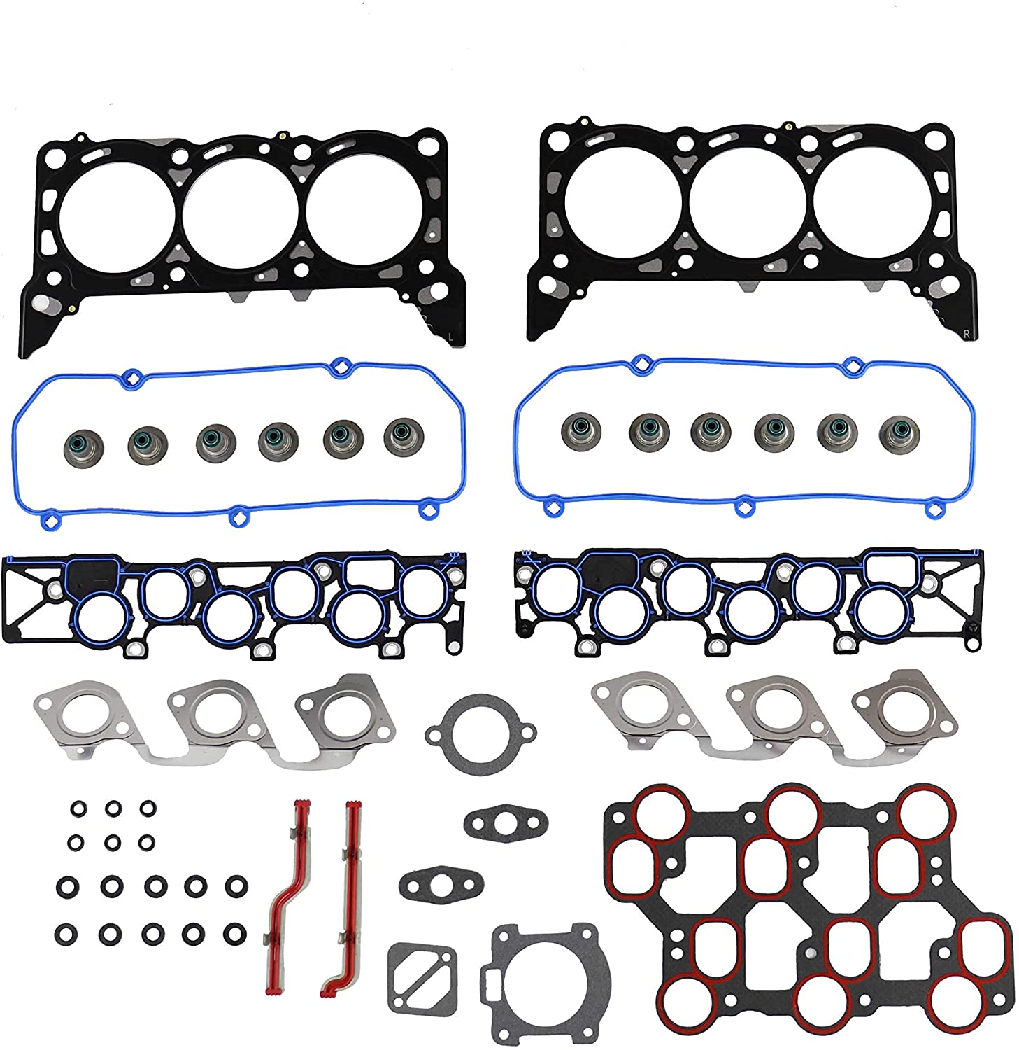 DNJ HGS4120 MLS Head Gasket Set/For 1998-2004/ Ford/E-150 Econoline, E-150 Econoline Club Wagon, E-250 Econoline, F-150, Mustang / 3.8L, 3.9L, 4.2L / OHV / V6 / 12V / 232cid, 238cid, 256cid / VIN 6