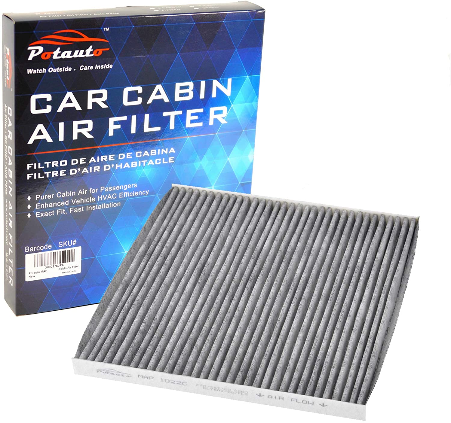 POTAUTO MAP 1022C (10-Pack) Heavy Activated Carbon Car Cabin Air Filter Replacement compatible with NISSAN, Altima, Maxima Murano Cross Cabriolet, Murano, Quest