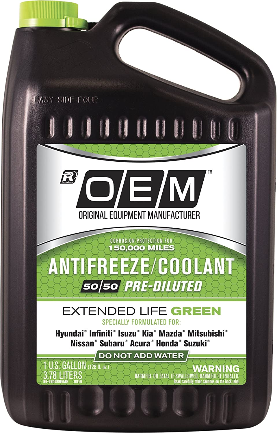 OEM Recochem 86-384GROEMH Green Premium Antifreeze 50/50 Extended Life Green (50/50 pre-mix 1 gallon)