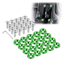 Enmoo 20Pcs Billet Aluminum Fender Bumper Washer Bolt Engine Bay Dress Up Fastener Kit Lisence Plate Decor Bolts M6 Bolt Screw Accessories (Green)