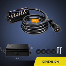 Nilight Heavy Duty 7 Way Inline Trailer Plug with 7 Gang Junction Box - 8 Feet, Trailer Connector Cable Wiring Harness with Weatherproof Junction Box Suitable for RV Automotives Cars,2 Years Warranty