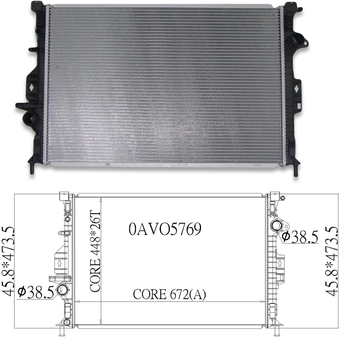 CPP Front Radiator Assembly for Volvo S60, S80, V70, XC60, XC70 RO3010114