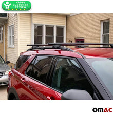 OMAC Black Aluminum Roof Top Bar Cross Bars Cargo Rack - Luggage, Ski, Kayak Carrier | 165 LBS / 75 KG Load Capacity - Set 2 Pcs | Fits Ford Explorer 2020-2021