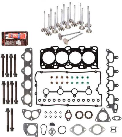Evergreen HSHBIEV6025 Head Gasket Set Intake Exhaust Valves Compatible with 99-05 Hyundai Kia 2.4L DOHC G4JS