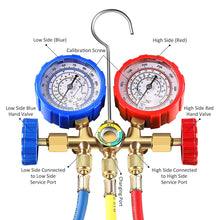 3 Way AC Diagnostic Manifold Gauge Set for Freon Charging, Fits R134A R12 R22 and R502 Refrigerants, with 5FT Hose, ACME Tank Adapters, Adjustable Couplers and Can Tap