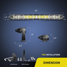 Nilight 17" 80w LED Work Light Single Row Spot Flood Combo LED Light Bar Driving Lights Offroad Lighting - 2 Style Mounting Brackets,2 years Warranty