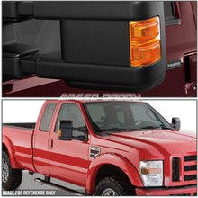 Pair Black Power Heated LED Turn Signal Light Telescoping Side Towing Mirrors Replacement for Ford Super Duty 08-16
