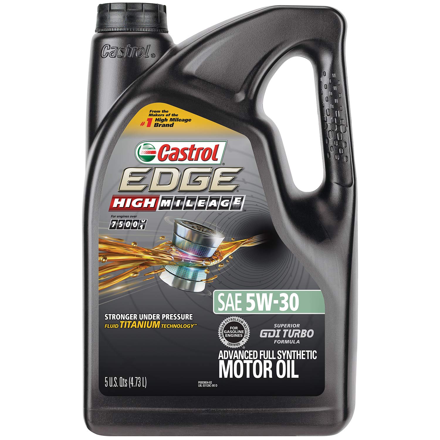 Castrol 03128C EDGE High Mileage 5W-30 Advanced Full Synthetic Motor Oil, 5 quart