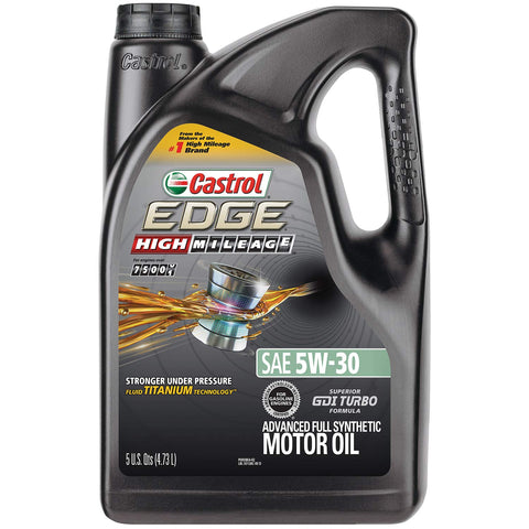 Castrol 03128C EDGE High Mileage 5W-30 Advanced Full Synthetic Motor Oil, 5 quart