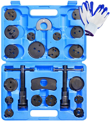 YSTOOL Universal 24PCS Brake Caliper Compression Tool Kit Wind Back Front and Rear Disc Brake Piston Brake Pad Replacement Tool Set for Most Car Truck