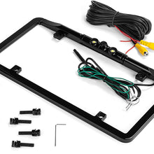 BOYO VISION Ultra-Slim Full-Frame License-Plate Camera with LED Lights and Trajectory Parking Lines (Black), One Size