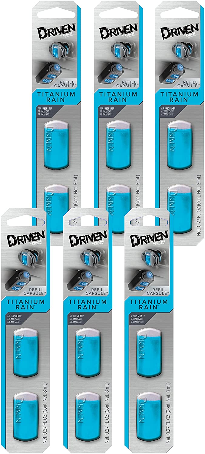 Refresh Your Car! Driven 86203 Scented Visor Clip Refill 2 Per, Titanium Rain, 6-Pack