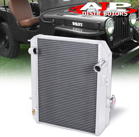 AJP Distributors Performance Engine Oil Cooling Racing 3 Row Tri-Core Full Aluminum Front Mount Radiator For GPW/Willy CJ-2A/M38 1941 1942 1943 1944 1945 1946 1947 1948 1949 1950 1951 1952