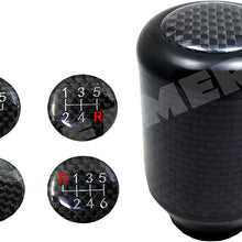 ICBEAMER Racing Style Matte Black Aluminum Carbon Fiber Manual Shifter Gear Shift Knob 5 6 Speeds Pattern Free Return
