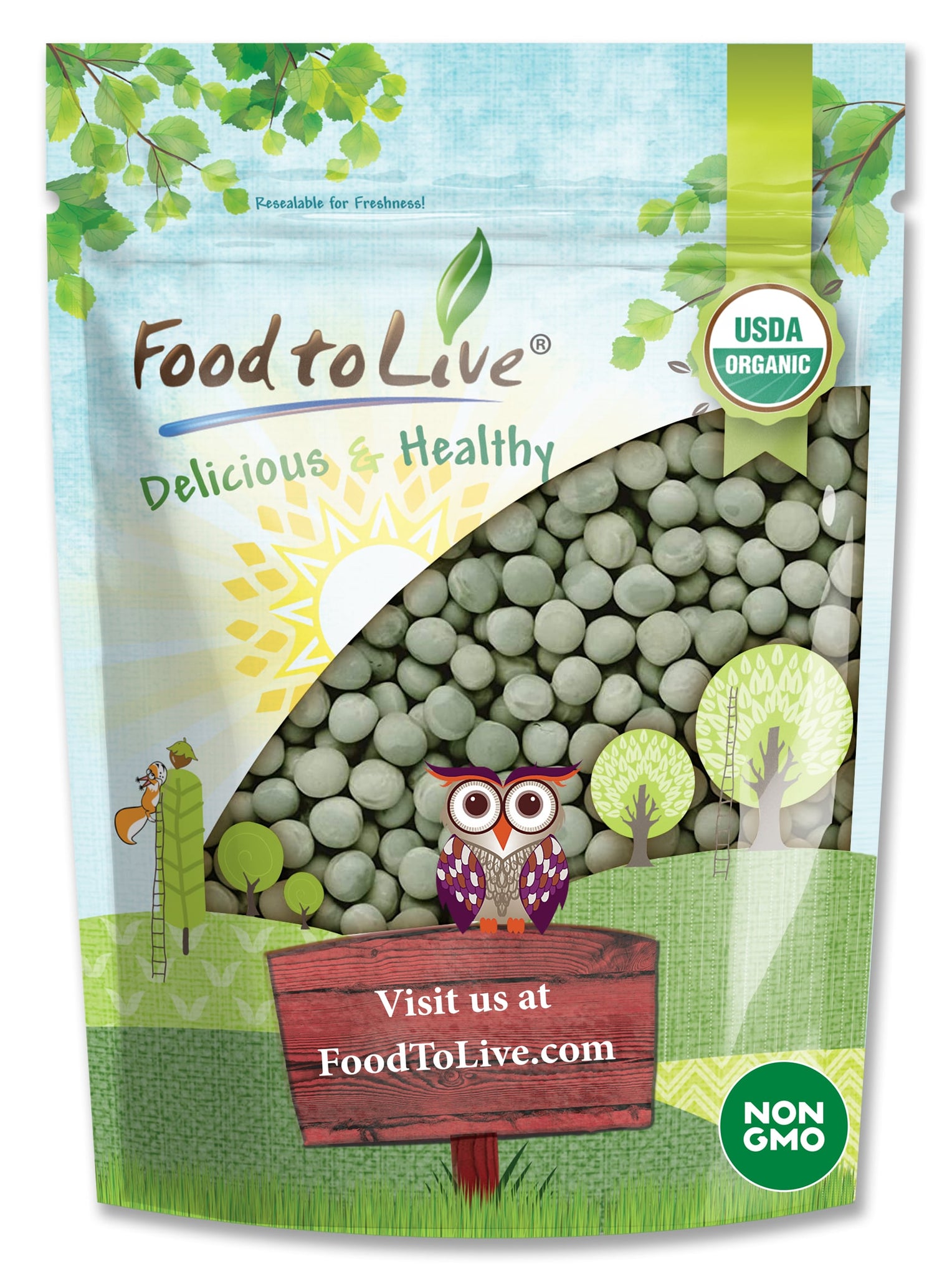 Organic Green Peas, 4 Pounds - Sproutable, Non-GMO, Kosher, Raw, Dried – by Food to Live