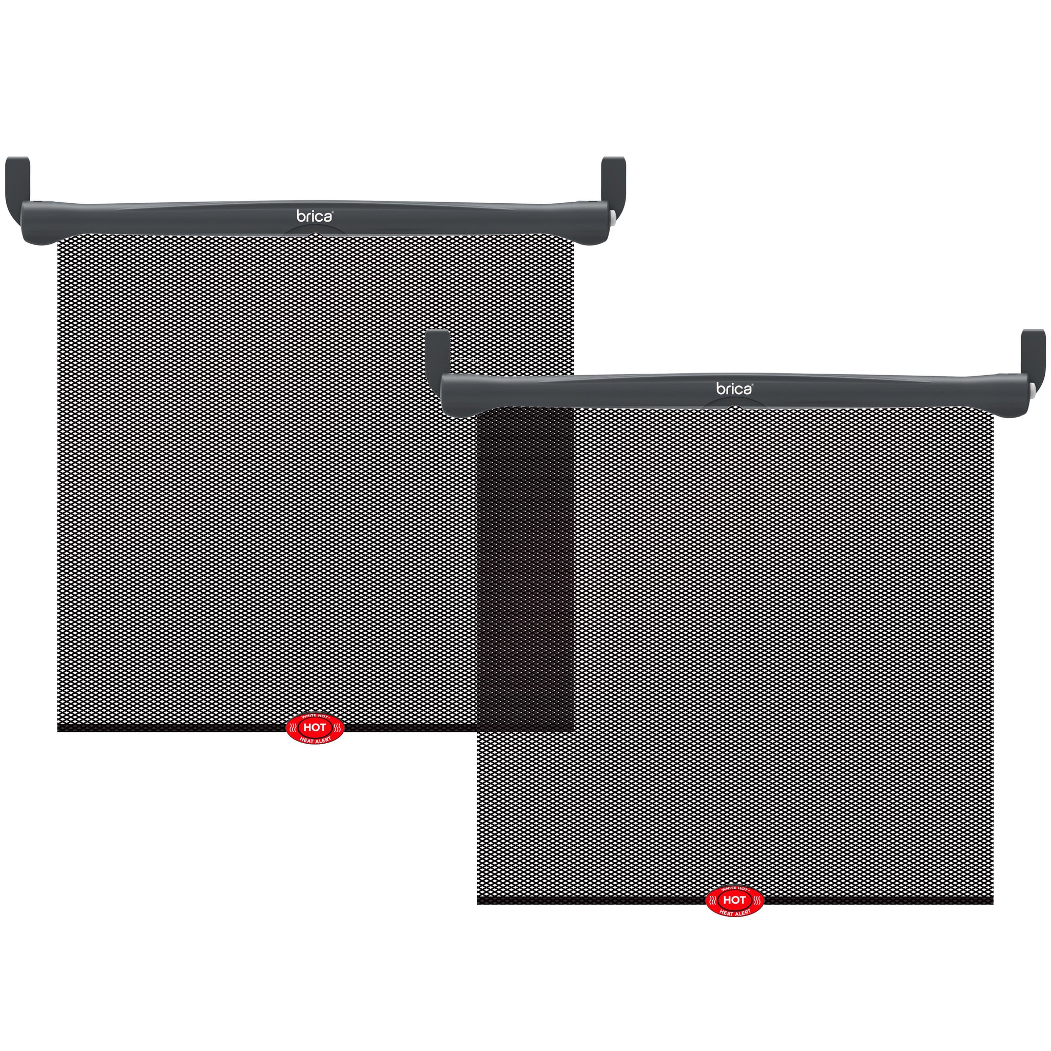 Brica Sun Safety Car Window Shade with Heat Alert, Helps Block UVA/UVB Rays, 2 Pack, Black