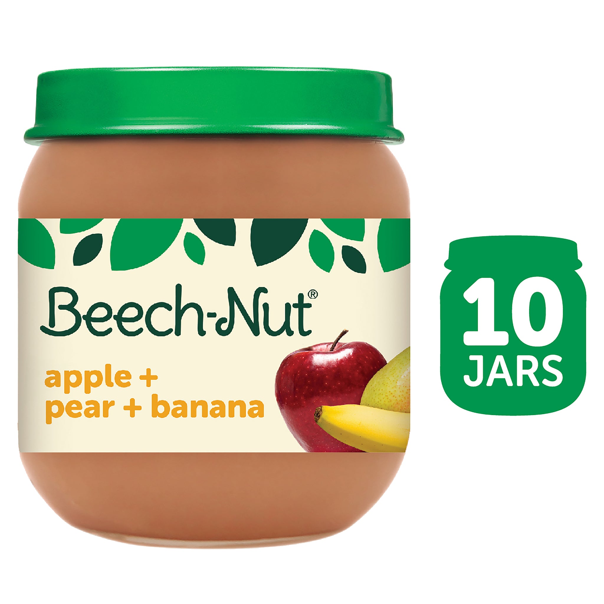 (10 Pack) Beech-Nut Stage 2, Apple Pear & Banana Baby Food, 4 oz Jar