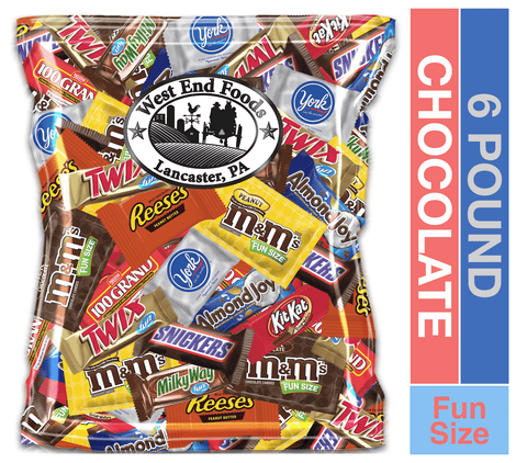 Chocolate Mix Bag Individually wrapped M&M's, Snickers, Milky Way, Twix, Reese's, York, 100 Grand, Almond Joy, Kitkat.(6 Pound)
