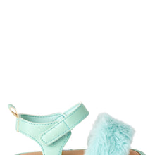 First Steps by Stepping Stones Faux Fur Soft Sole Baby Ankle-Strap Sandals (Infant Girls)