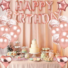 Rose Gold Happy Birthday Foil Balloons Bunting Banner Party Room Hanging Decor