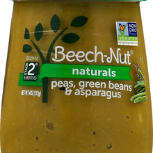 (10 Pack) Beech-Nut Naturals Stage 2, Peas Green Beans & Asparagus Baby Food, 4 oz Jar