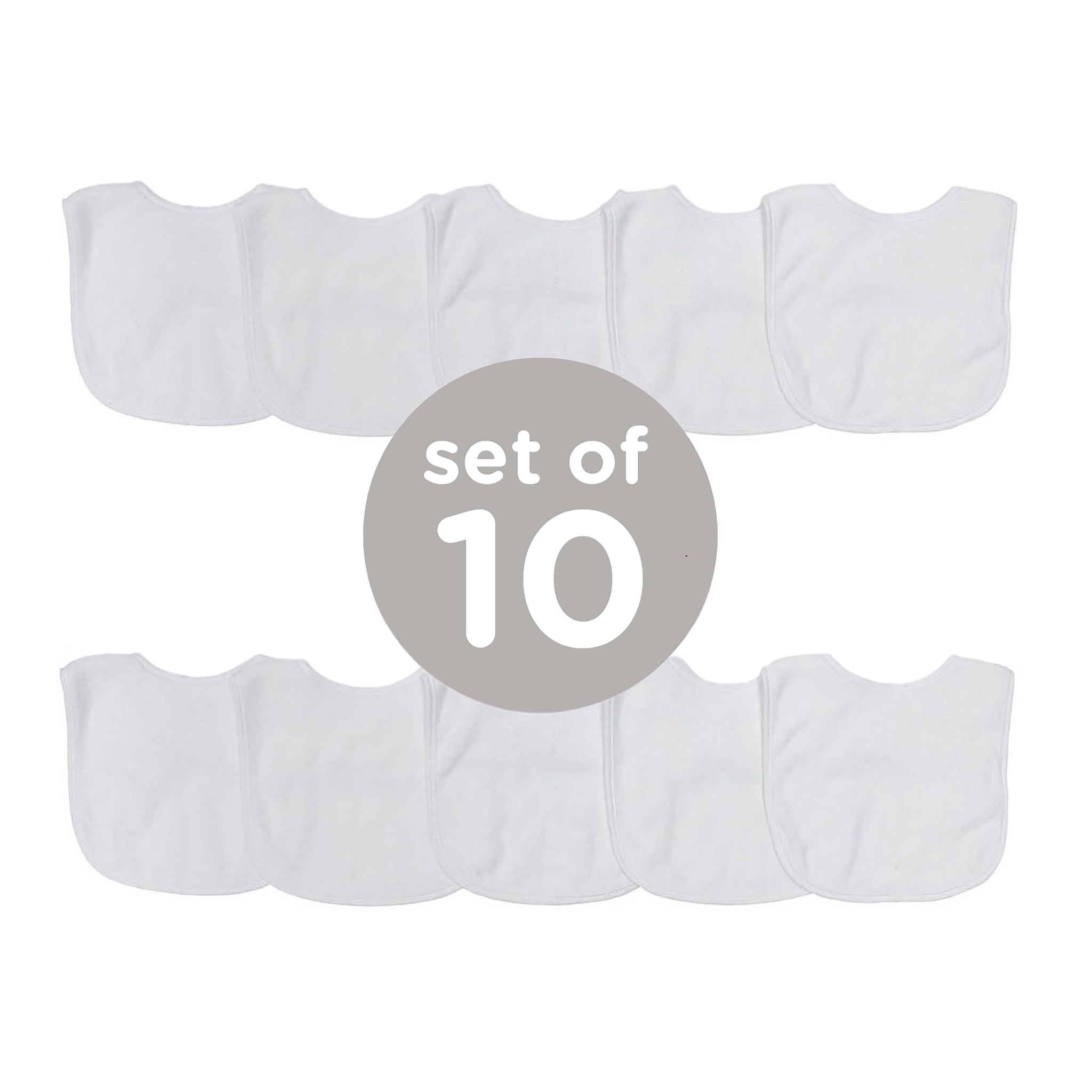 Neat Solutions White Infant Baby Bibs, 10Pk Unisex