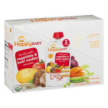 (8 Pouches) Happy Baby Organics Hearty Meals Vegetable & Beef Medley With Quinoa Pouches, 4.0 OZ