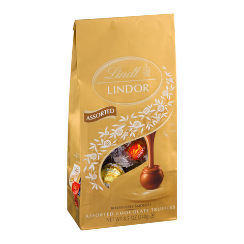 Lindt Lindor 3 Flavors Assorted Chocolate Candy Truffles, 8.5 oz Bag