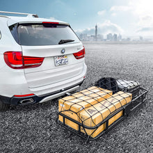 Hitch Mount Cargo Carrier with Cargo Net and Anti-rattle Stabilizer 60" x 21" x 6" Folding Cargo Basket with 500 LB Capacity Fits 2" Receiver for Car SUV Pickup (USPTO Patent Pending)
