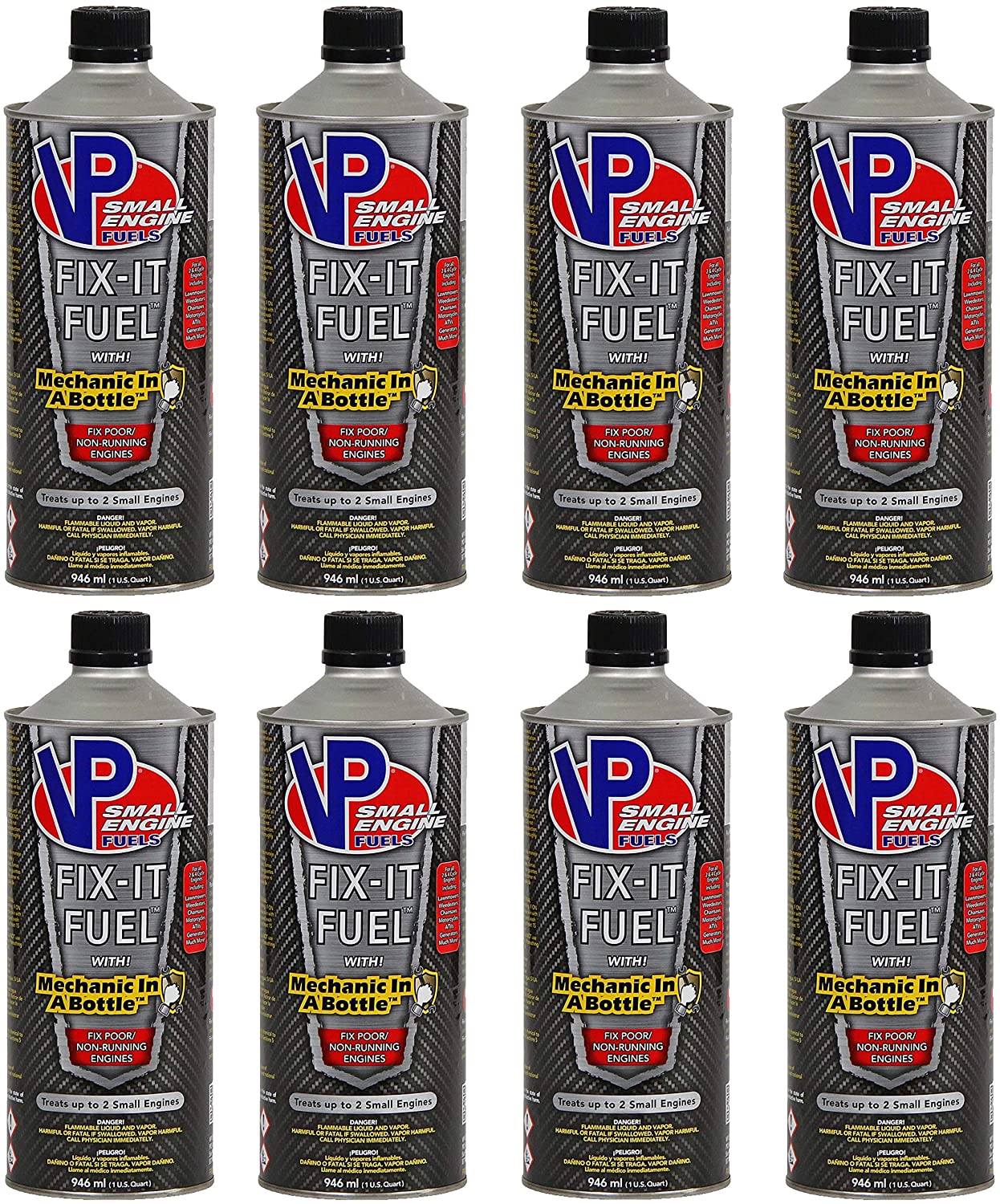 VP Small Engine Fuels 6638 Ethanol-Free JASO-FD Fix-It Fuel - 1 quart, Pack of 8