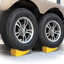 Camco 44423 RV Curved Leveler with Chock - Easy Drive-on Leveler Adds Up to 4" in Height