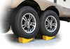 Camco 44423 RV Curved Leveler with Chock - Easy Drive-on Leveler Adds Up to 4
