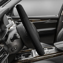 FH Group FH-FB063102 Pair Set Sports Fabric Car Seat Covers Solid Black, Airbag Compatible and Split Bench W. FH2033 Steering Wheel Cover and Seat Belt Pads- Fit Most Car, Truck, SUV, or Van