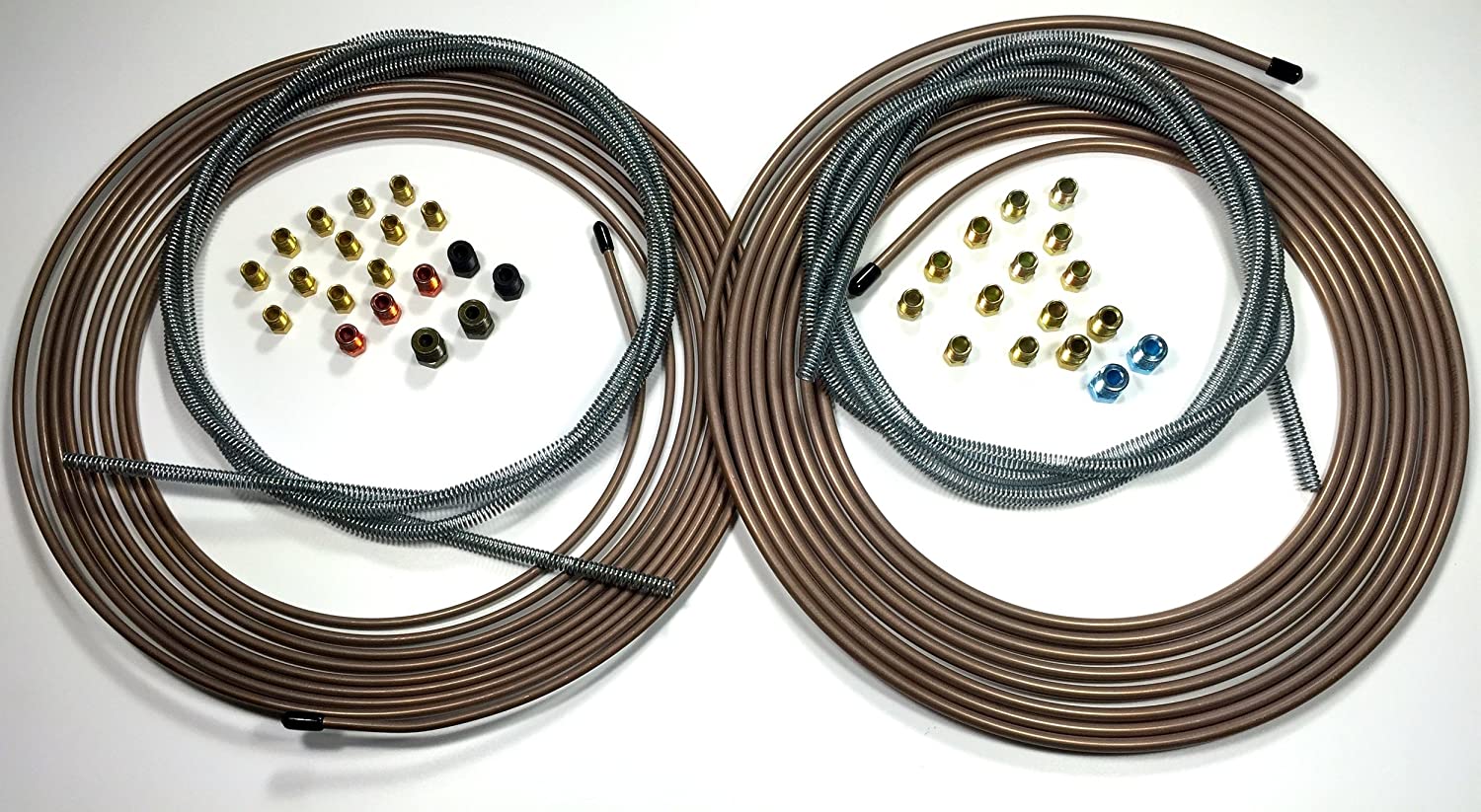 Complete Copper Nickel Brake Line Kit. 25 ft of 1/4 and 3/16 Rolls/Coils w Fittings /8 ft of 3/16