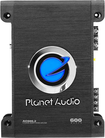 Planet Audio AC600.2 2 Channel Car Amplifier - 600 Watts, Full Range, Class A/B, 2-4 Ohm Stable, Mosfet Power Supply, Bridgeable