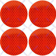 3" Inch Round DOT-SAE Amber/Red High Visibility Reflective Stick-On Prism Reflector | Strong Adhesive/Weatherproof | Trailer Camper RV Flatbed Fender Property Boat Marine (Red, Qty 4)