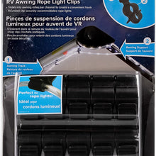Camco Black Standard Awning Clip for Rope Light - Slides into Awning Roller Bar Channel to Create a Convenient Hook | Two Hanging Positions | Holds Party Lights, RV Lights, String Lights - (42708)