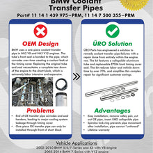 URO Parts 11141439975PRM Collapsible Water Transfer Pipe Kit, Contains 2 Piece Pipe, 2 Seals, 3 Shims, 3 O-rings, Lock Ring, Grease