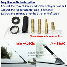 1 Pc JDM Style Polished Silver 3" in / 76 mm Real Carbon Fiber Screw Type Short Stubby Antenna Sport Auto Car SUV AM/FM