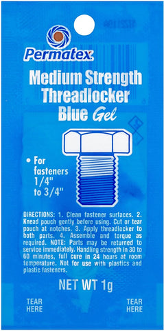Permatex 09978 Counterman's Choice Medium Strength Threadlocker Blue, 1 g Pouch