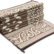 AdvenGO Reversi Mats (9' x 12’) Large Mat and Rug for Outdoors, RV, Patio, Trailer & Camping - Heavy Duty, Weather Resistant Reversible Rugs - Comes with Storage Bag - Great for Picnics - Brown/Beige