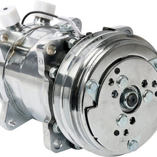 YaeTek New Premium Quality A/C Air Conditioning Compressor 12V/V-Belt Pulley for Sanden 508 Style Chrome Compatible w/R-12 and R134A