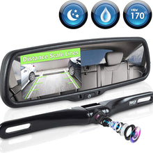 Pyle Backup Car Camera Rear View Mirror Screen Monitor System with Parking & Reverse Safety Distance Scale Lines, OEM Fit, Waterproof & Night Vision, 170° Angle Adjustable, 4.3" LCD Display-(PLCM4550)