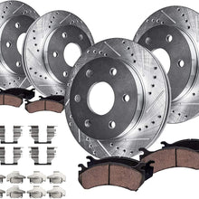 Detroit Axle - DUAL PISTON REAR CALIPER VERSION 305mm FRONT & 330mm REAR DRILLED Brake Kit Rotors & Ceramic Pads w/Hardware fits GMC Sierra & Silverado 1500 - Chevy Tahoe, Yukon w/330 Rear Rotor