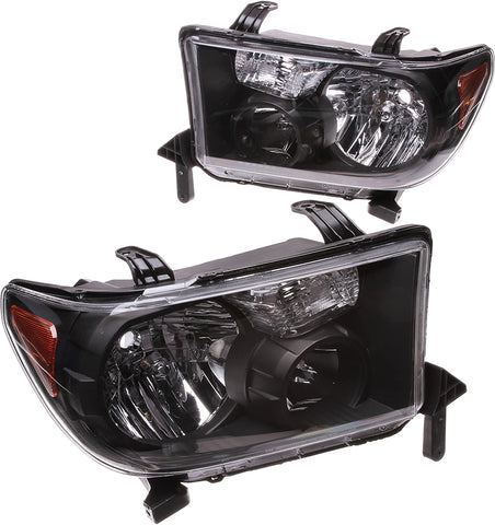 Spyder Auto (HD-JH-TTU07-AM-BK) Toyota Tundra/Sequoia Black OEM Style Headlight - Pair