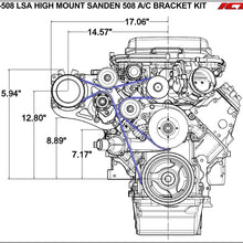 ICT Billet LSA Supercharger High Mount A/C Sanden 508 709 Compressor Bracket Kit CTS-V ZL1 6-Rib Heavy Duty Billet Aluminum Universal Air Conditioner Truck Spacing LS3 LM7 LS 551135-3-508