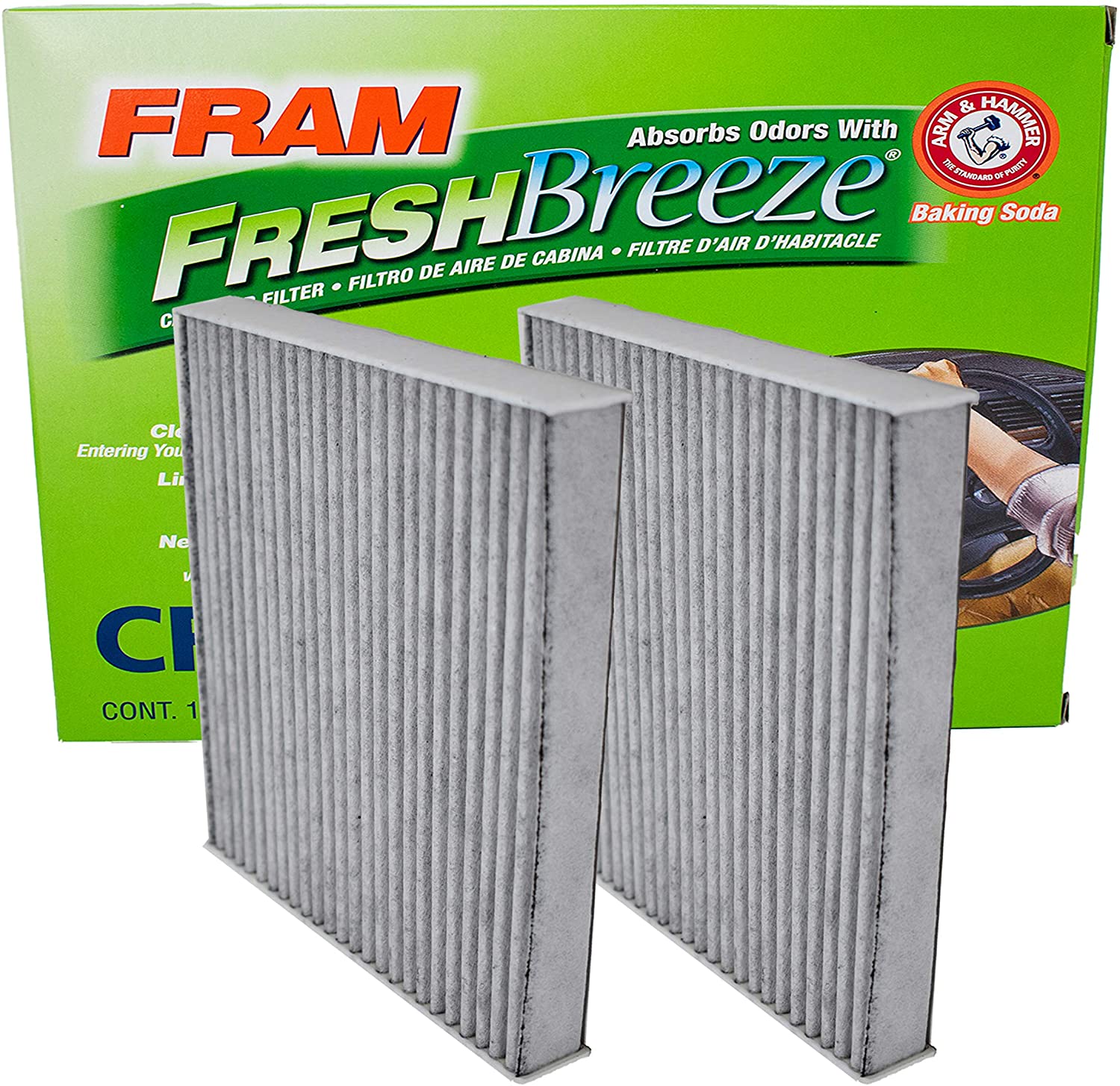 FRAM CF10285 Fresh Breeze Cabin Air Filter with ARM & HAMMER Baking Soda & Activated Carbon (Pack of 2)
