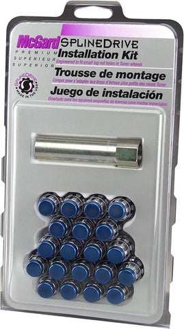 McGard 65557BCC Chrome with Blue Cap (M12 x 1.5 Thread Size) SplineDrive Wheel Installation Kit for 5-Lug Wheel