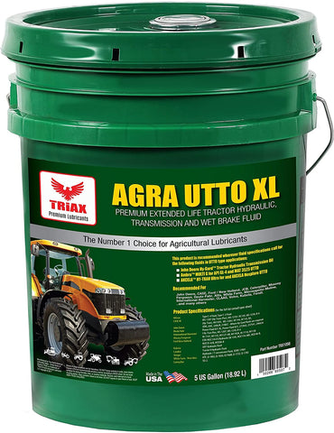 Triax Agra UTTO XL Synthetic Blend Premium Tractor Hydraulic & Transmission Oil - Extreme Performance - Replaces Most OEM Fluids (1 x 5 GAL Pail)