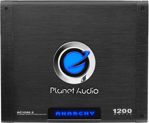 Planet Audio AC1200.2 2 Channel Car Amplifier - 1200 Watts, Full Range, Class A/B, 2-4 Ohm Stable, Mosfet Power Supply, Bridgeable